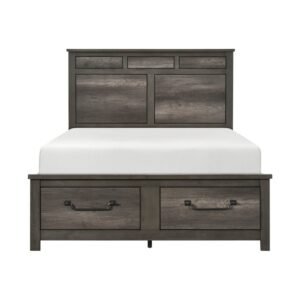 1342-1* Queen Platform Bed with Footboard Storage