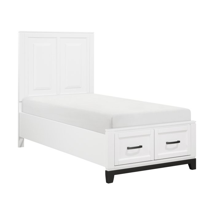 Second image of 1450WHT-1* Twin Platform Bed with Footboard Storage