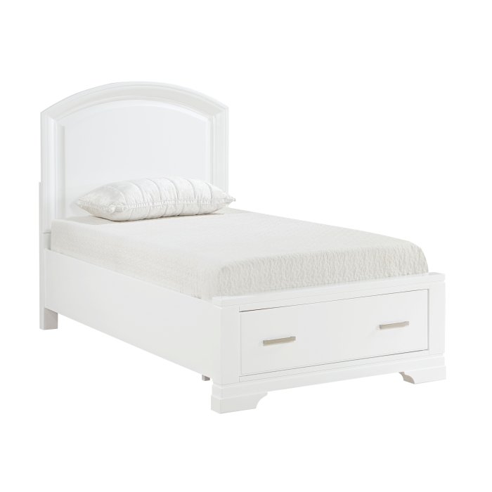 Second image of 1520WHT-1* Twin Platform Bed with Footboard Storage