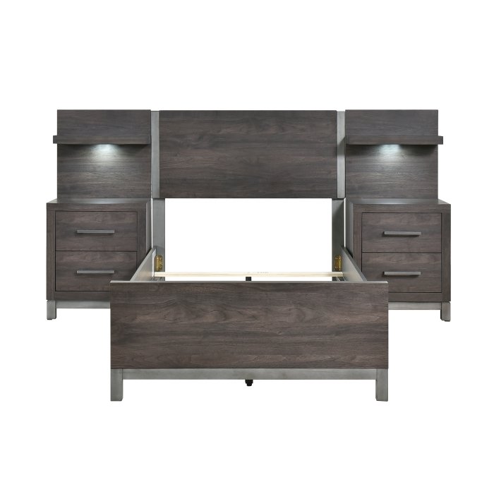 Second image of 1577DGT-1*WB 5pc Set Twin Wall Bed (TB+2NS+2NS-P)