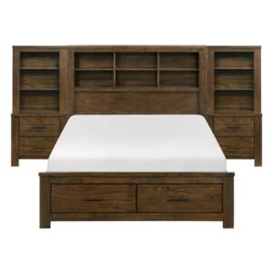 1592-1*WB 5pc Set Queen Wall Platform Bed (QB+2NS+2NS-P)