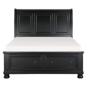 1714BK-1* Queen Sleigh Platform Bed with Footboard Storage
