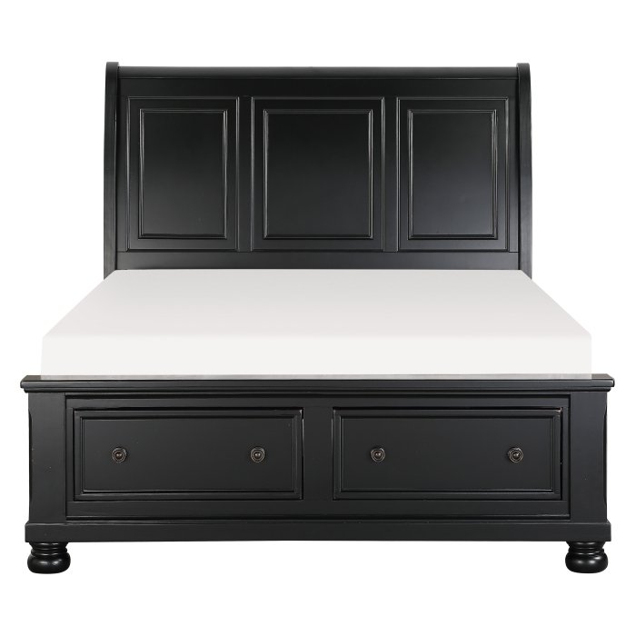 1714BK-1* Queen Sleigh Platform Bed with Footboard Storage