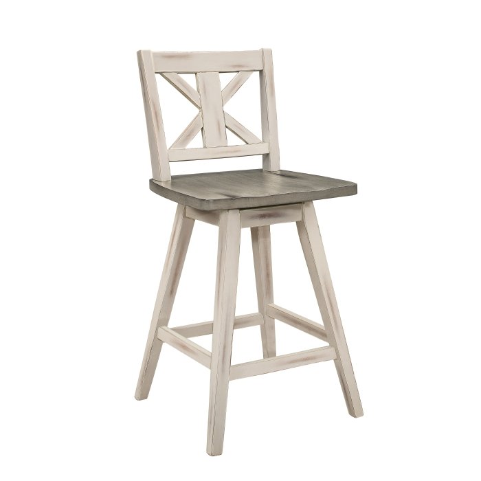 Second image of 5602-24WT Swivel Counter Height Chair, White