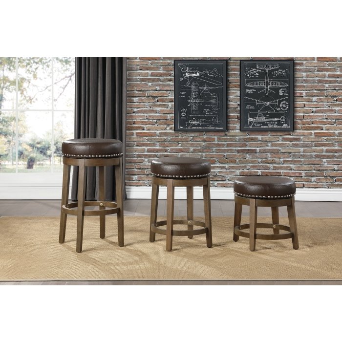 Second image of 5681BRW-24 Round Swivel Counter Height Stool, Brown