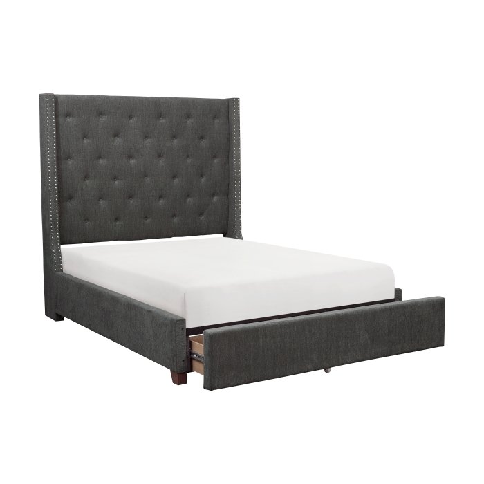 5877KGY-1EKDW* Eastern King Platform Bed with Storage Footboard