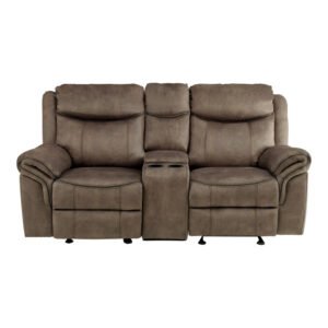 8206NF-2 Double Glider Reclining Love Seat with Center Console, Receptacles and USB Ports