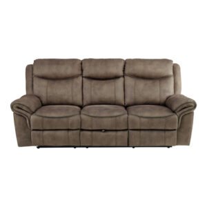 8206NF-3 Double Reclining Sofa with Center Drop-Down Cup Holders, Receptacles, Hidden Drawer and USB Ports