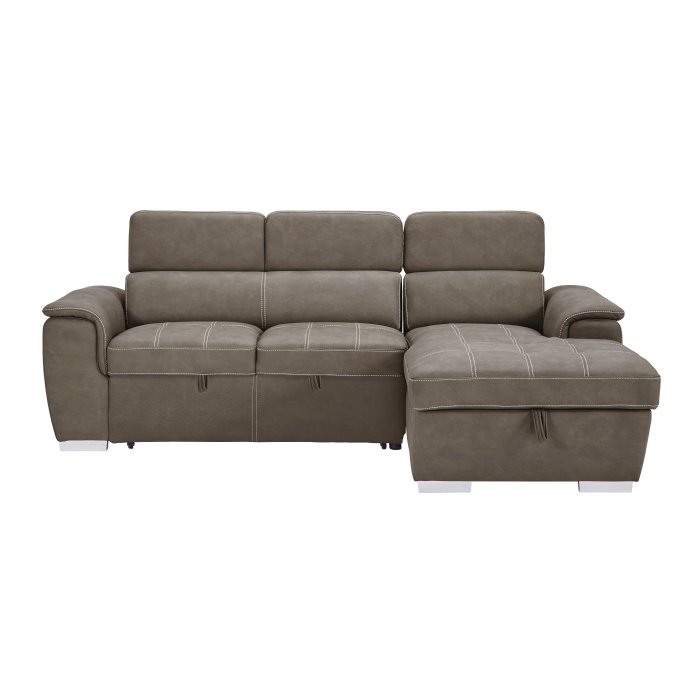 8228TP* 2-Piece Sectional with Adjustable Headrests, Pull-out Bed and Right Chaise with Hidden Storage