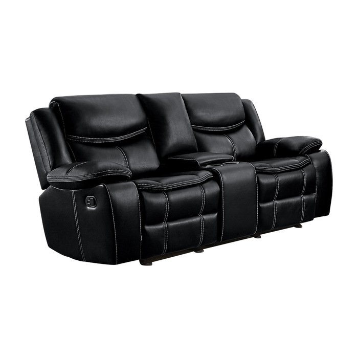 Second image of 8230BLK-2 Double Glider Reclining Love Seat with Center Console