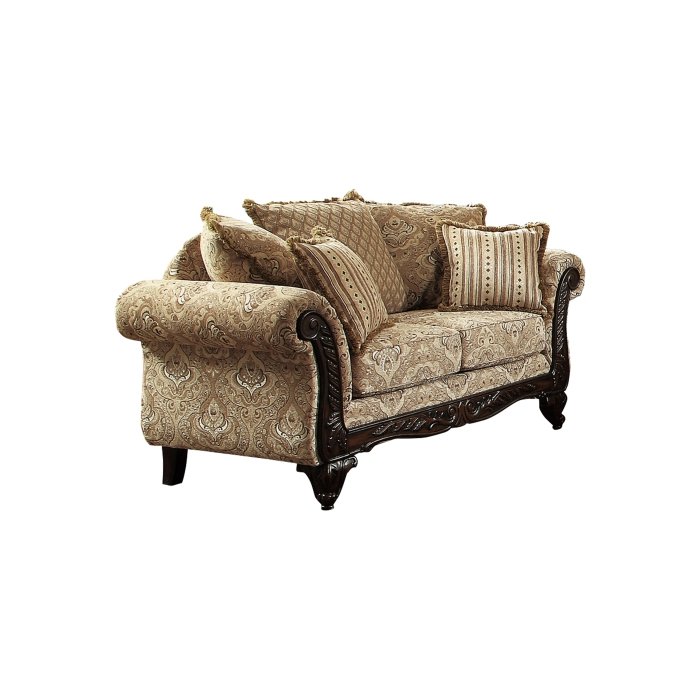 8233FA-2 LOVE SEAT, ACANTHUS PRINT FABRIC