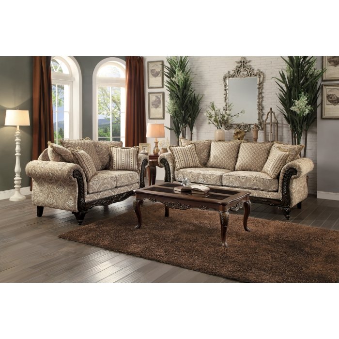 Second image of 8233FA-2 LOVE SEAT, ACANTHUS PRINT FABRIC