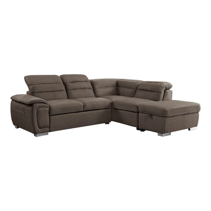 8277CH* 3-Piece Sectional with Adjustable Headrests, Pull-out Bed and Right Chaise with Storage Ottoman