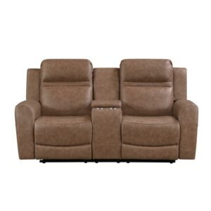 8347BRW-2 Double Reclining Love Seat with Center Console