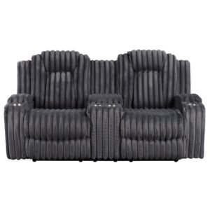 8348DGY-2 Double Reclining Love Seat with Center Console and Cup Holders