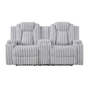 8348GRY-2 Double Reclining Love Seat with Center Console and Cup Holders