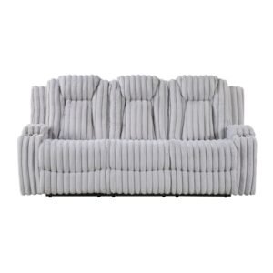 8348GRY-3 Double Reclining Sofa with Cup Holders