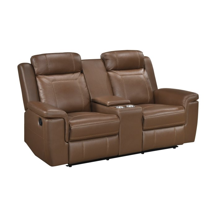 Second image of 8379TBR-2 Double Reclining Love Seat with Center Console and Receptacles
