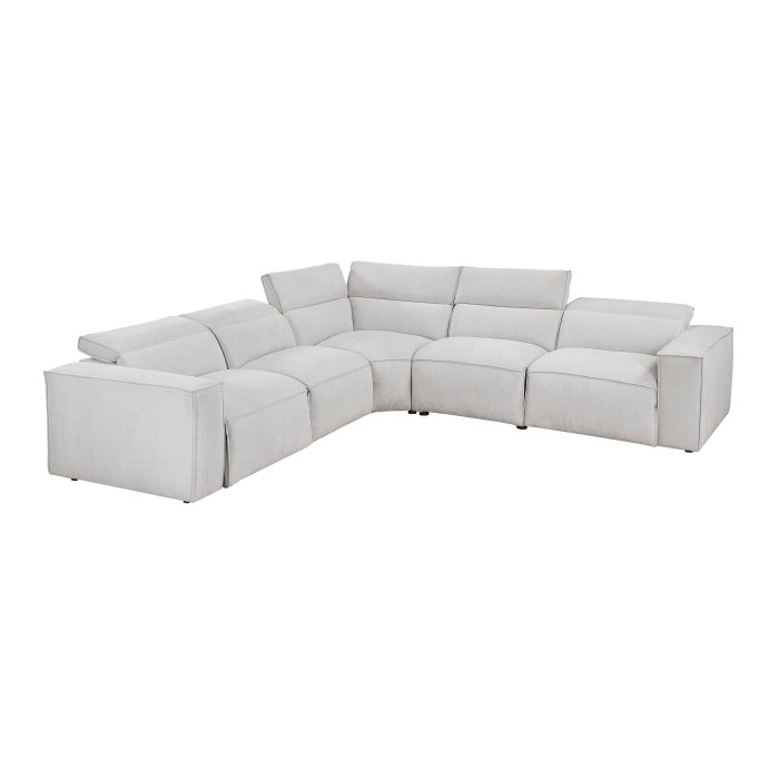 Second image of 8414GRY*5LRRRPWH 5-Piece Modular Power Reclining Sectional with Power Headrests