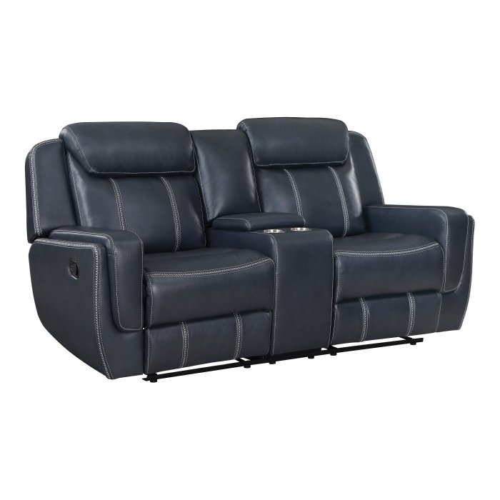 Second image of 8516BU-2 Double Reclining Love Seat with Center Console, Receptacles and USB Ports
