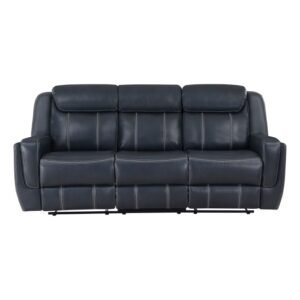 8516BU-3 Double Reclining Sofa with Center Drop-Down Cup Holders,Storage Pouch, Receptacles and USB Ports