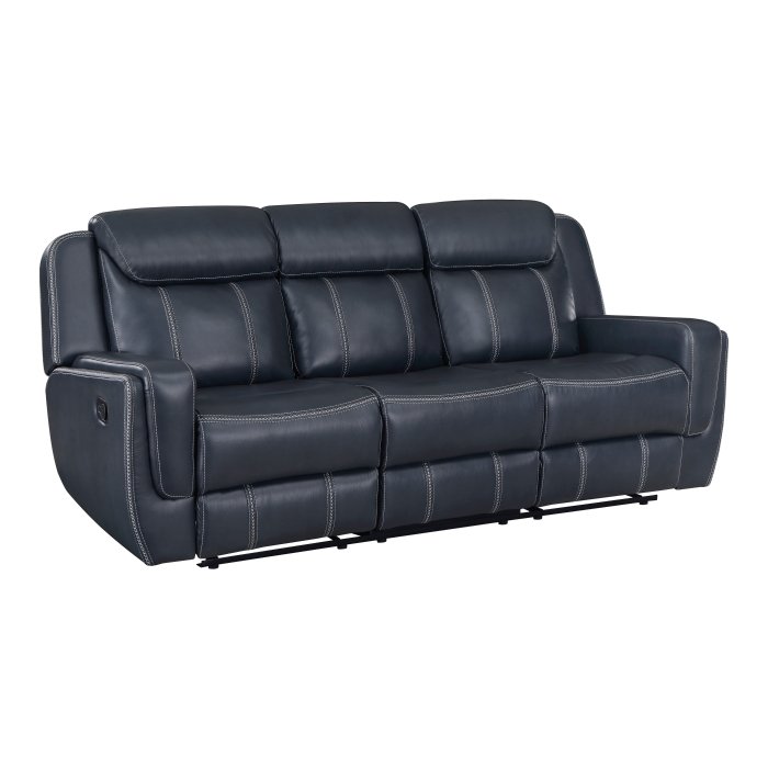 Second image of 8516BU-3 Double Reclining Sofa with Center Drop-Down Cup Holders,Storage Pouch, Receptacles and USB Ports