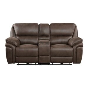 8517BRW-2PW Power Double Reclining Love Seat with Center Console