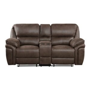 8517BRW-2 Double Reclining Love Seat with Center Console