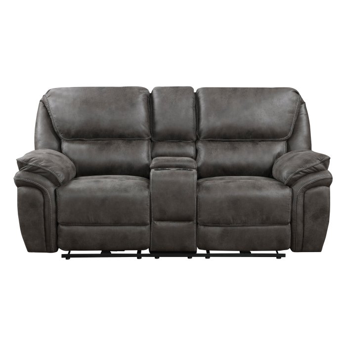 8517GRY-2PW Power Double Reclining Love Seat with Center Console