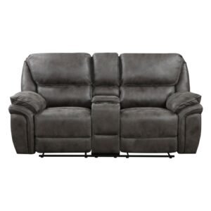8517GRY-2 Double Reclining Love Seat with Center Console