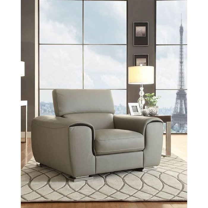 Second image of 8534-1 CHAIR, GREY GENUINE LEATHER
