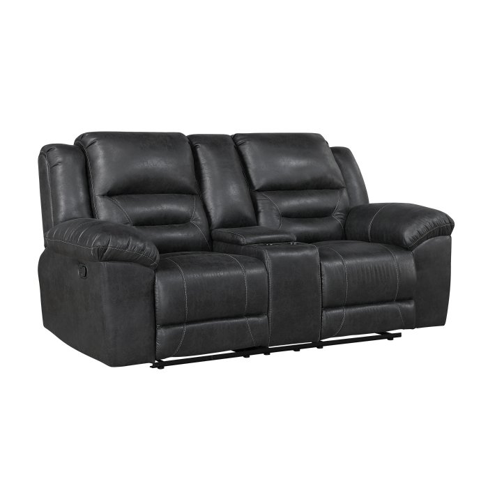 Second image of 8538BK-2 Double Reclining Love Seat with Center Console