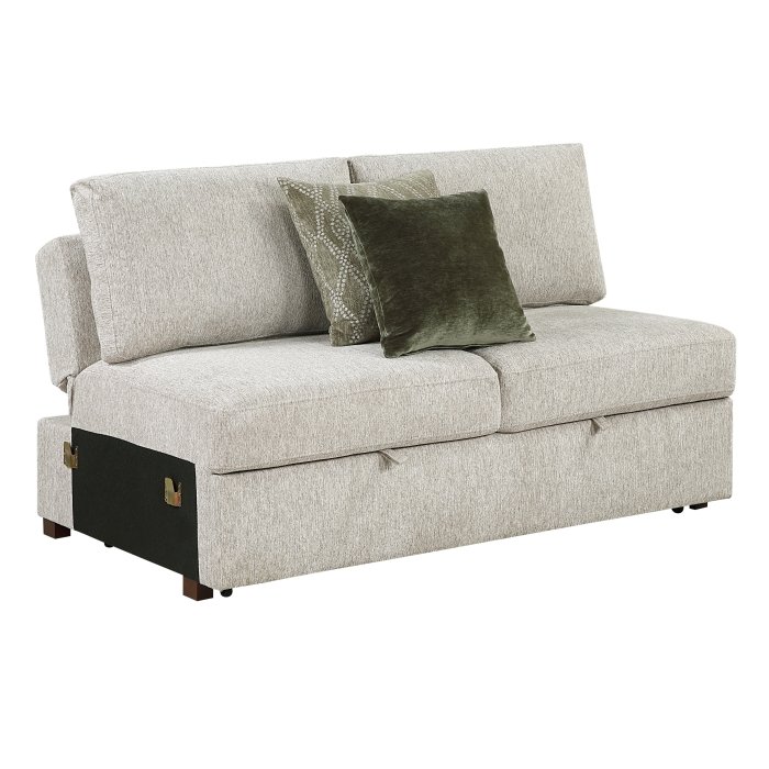 Second image of 8548-2ACL Convertible Armless 2-Seater with Pull-out Bed and Click Motion Back