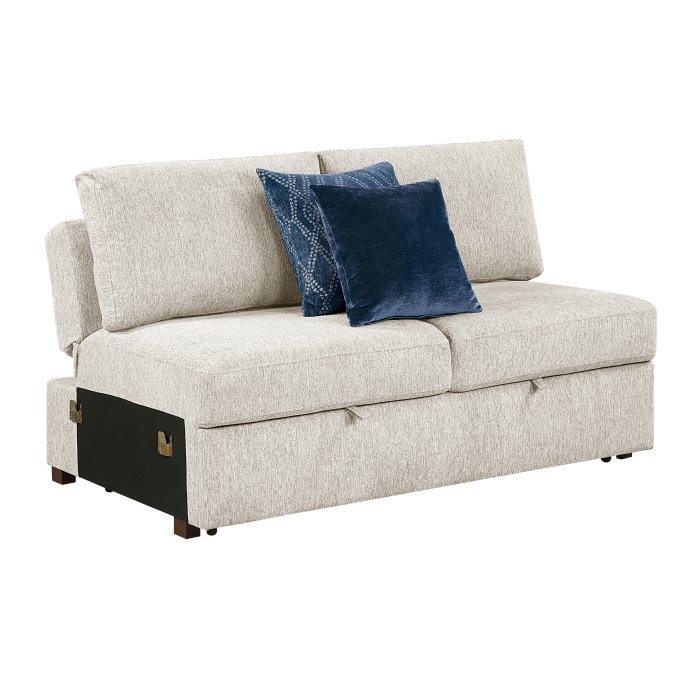 Second image of 8548BE-2ACL Convertible Armless 2-Seater with Pull-out Bed and Click Motion Back
