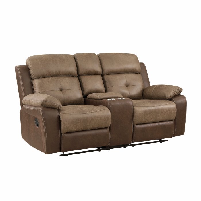 Second image of 8599BR-2 Double Glider Reclining Love Seat with Center Console