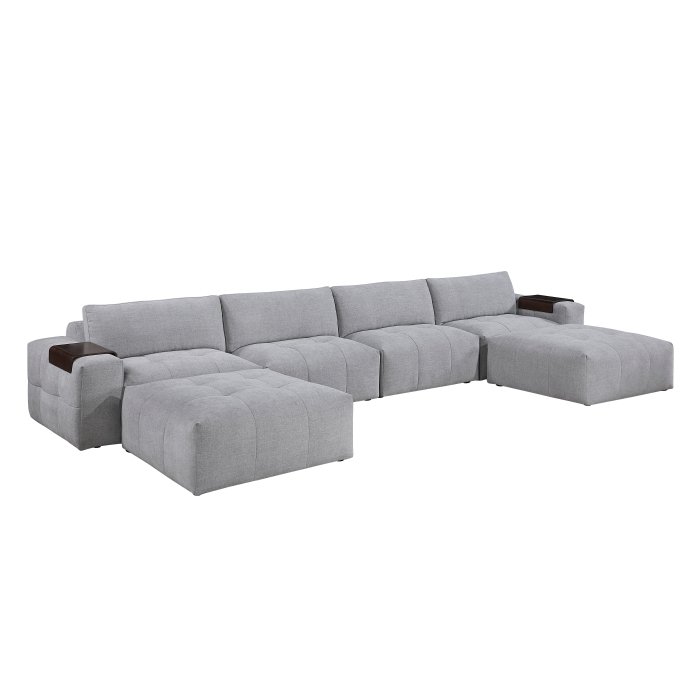 9155GY*61L1R2OT 6-Piece Modular Sectional with Two Ottomans
