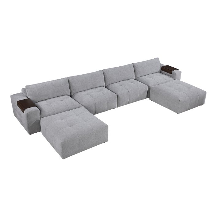 Second image of 9155GY*61L1R2OT 6-Piece Modular Sectional with Two Ottomans