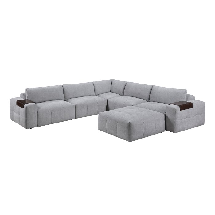 Second image of 9155GY*61L1ROT 6-Piece Modular Sectional with Ottoman
