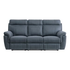 9301BUE-3 Double Reclining Sofa with Center Drop-Down Cup Holders