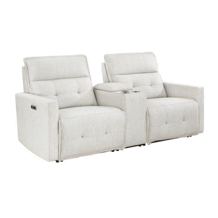Second image of 9444HMP-2CNPWH* Power Double Reclining Love Seat with Center Console and Power Headrests