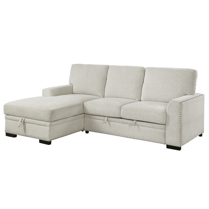 Second image of 9468BE*2LC2R 2-Piece Sectional with Pull-out Bed and Left Chaise with Hidden Storage