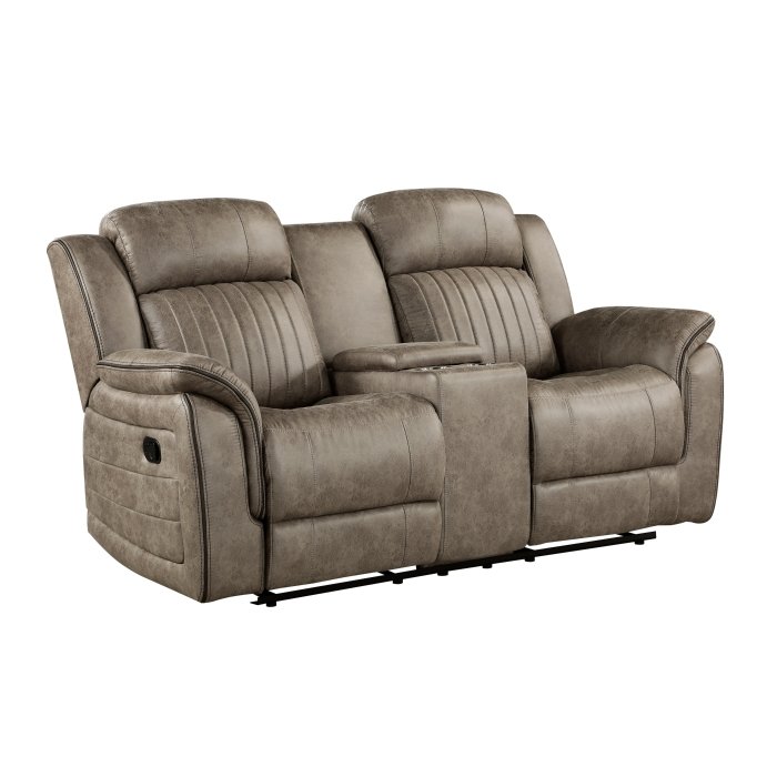 Second image of 9479SDB-2 Double Reclining Love Seat with Center Console