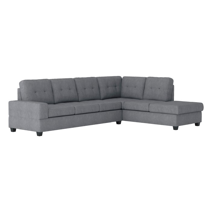 Second image of 9507DGY*3OT 3-Piece Reversible Sectional with Drop-Down Cup Holders and Storage Ottoman