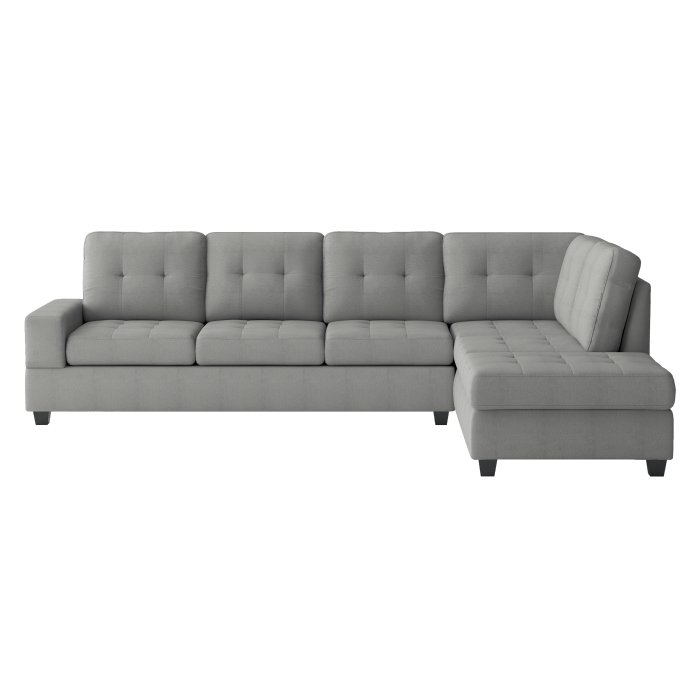Second image of 9507GRY*SC 2-Piece Reversible Sectional with Drop-Down Cup Holders