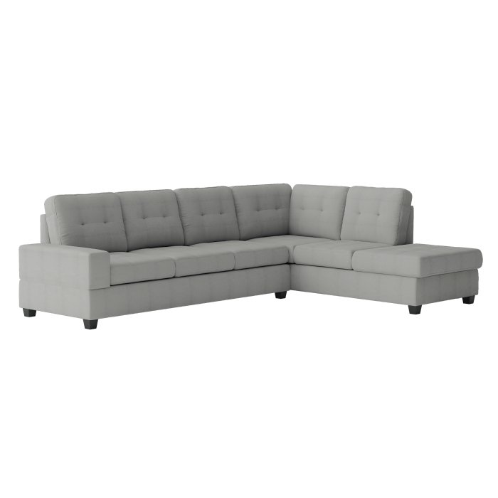 Second image of 9507GRY*3OT 3-Piece Reversible Sectional with Drop-Down Cup Holders and Storage Ottoman