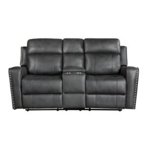 9515DGY-2 Double Reclining Love Seat with Center Console