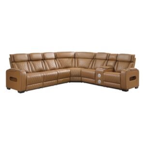 9516BRWS*33L2RCNPWH 3-Piece Power Reclining Sectional with Right Side Console, Drop-Down Cup Holders, Power Headrests, Storage Arms(Top and Side), Cup holders, Reading Lights, Charging Ports, Wireless speakers, Two Wireless Chargers, and LED lighting