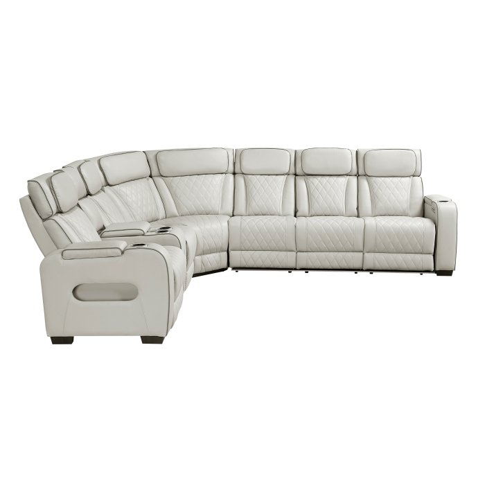 Second image of 9516TPES*32LCN3RPWH 3-Piece Power Reclining Sectional with Left Side Console, Drop-Down Cup Holders, Power Headrests, Storage Arms(Top and Side), Cup holders, Reading Lights, Charging Ports, Wireless speakers, Two Wireless Chargers, and LED lighting