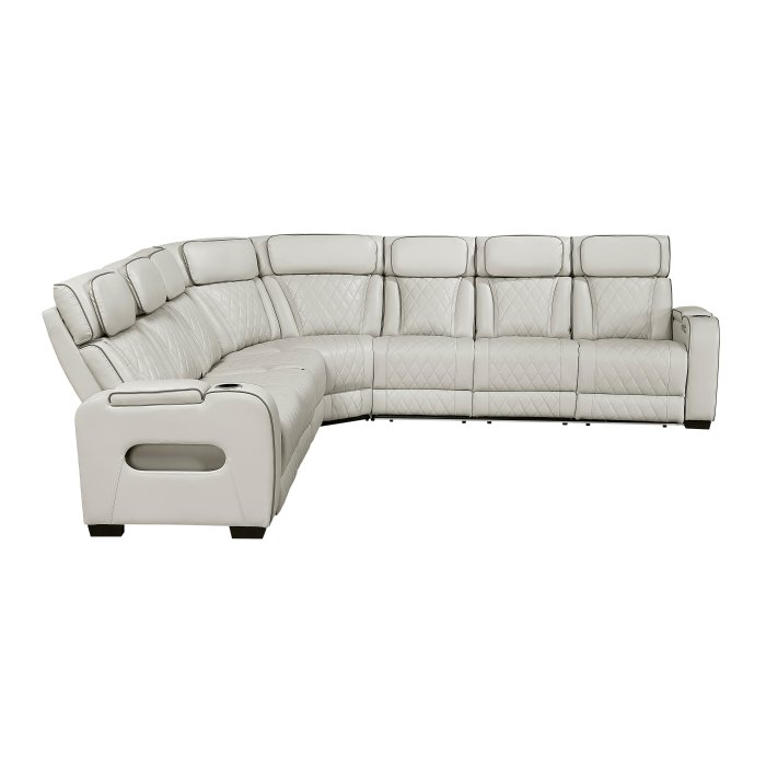 Second image of 9516TPES*33L3RPWH 3-Piece Power Reclining Sectional with Center Drop-Down Cup Holders, Power Headrests, Storage Arms(Top and Side), Cup holders, Charging Ports, Reading Lights, Wireless Chargers, Charging Ports and LED Lighting