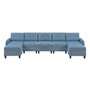 9557BUE*7SC2OT 7-Piece Sectional with Storage and Two Ottomans